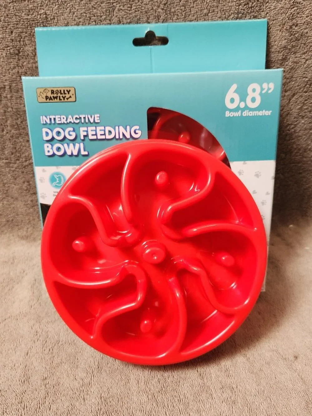 ROLLY PAWLY Interactive Dog Slow Feed Food Bowl - NEW NIB